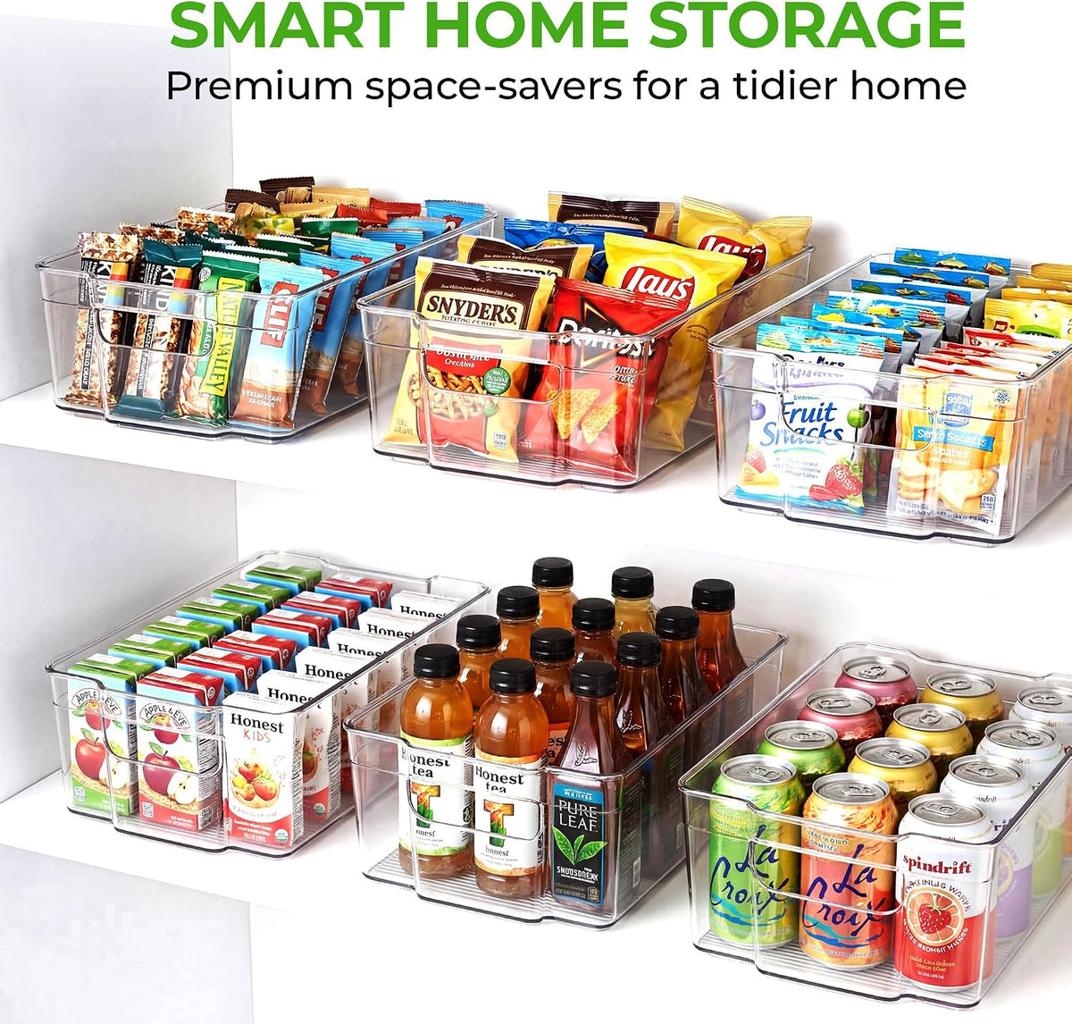 Zulay 4 Pack Clear Refrigerator Organizer Bins - XL Fridge Organizers and Storage Clear - Ideal Freezer Organizer Bins, Refrigerator Storage Containers, Kitchen Cabinets, Pantry Organization