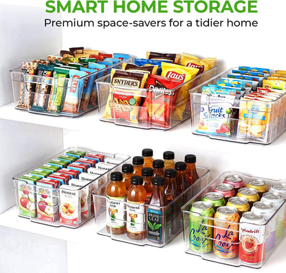 Zulay 4 Pack Clear Refrigerator Organizer Bins - XL Fridge Organizers and Storage Clear - Ideal Freezer Organizer Bins, Refrigerator Storage Containers, Kitchen Cabinets, Pantry Organization