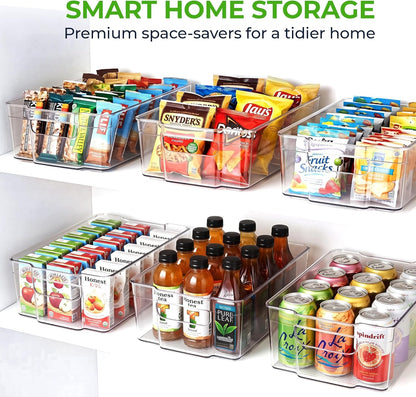 Zulay 4 Pack Clear Refrigerator Organizer Bins - XL Fridge Organizers and Storage Clear - Ideal Freezer Organizer Bins, Refrigerator Storage Containers, Kitchen Cabinets, Pantry Organization