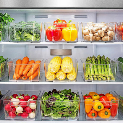 Zulay 4 Pack Clear Refrigerator Organizer Bins - XL Fridge Organizers and Storage Clear - Ideal Freezer Organizer Bins, Refrigerator Storage Containers, Kitchen Cabinets, Pantry Organization