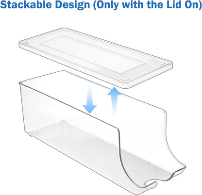 2 Pack Soda Can Organizer Dispenser for Refrigerator Fridge | Plastic Canned Food Pop Beverage Container Storage Bin with Lid for Freezer Rack Pantry Cabinet Cupboard Kitchen -Standard