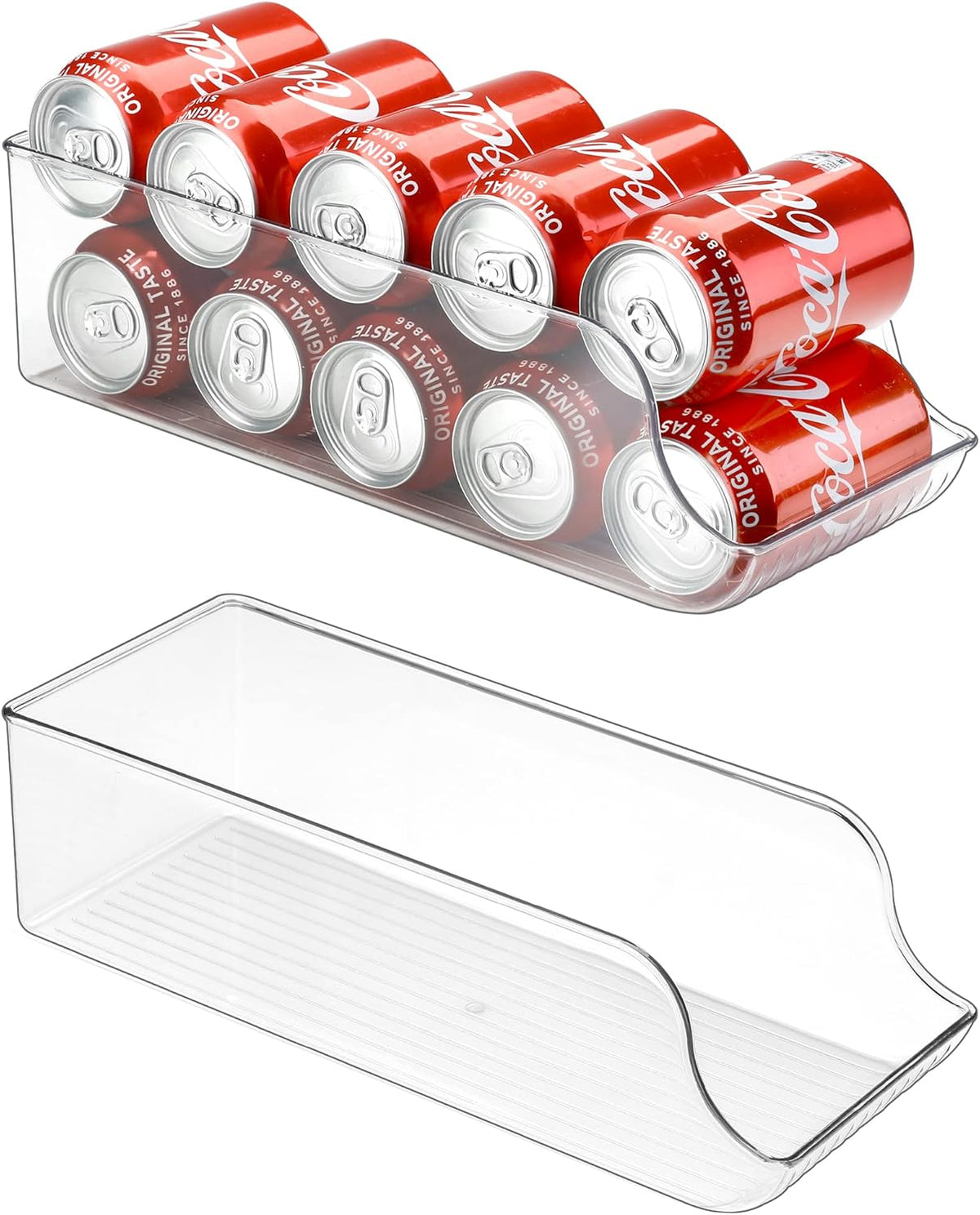 2 Pack Soda Can Organizer Dispenser for Refrigerator Fridge | Plastic Canned Food Pop Beverage Container Storage Bin with Lid for Freezer Rack Pantry Cabinet Cupboard Kitchen -Standard