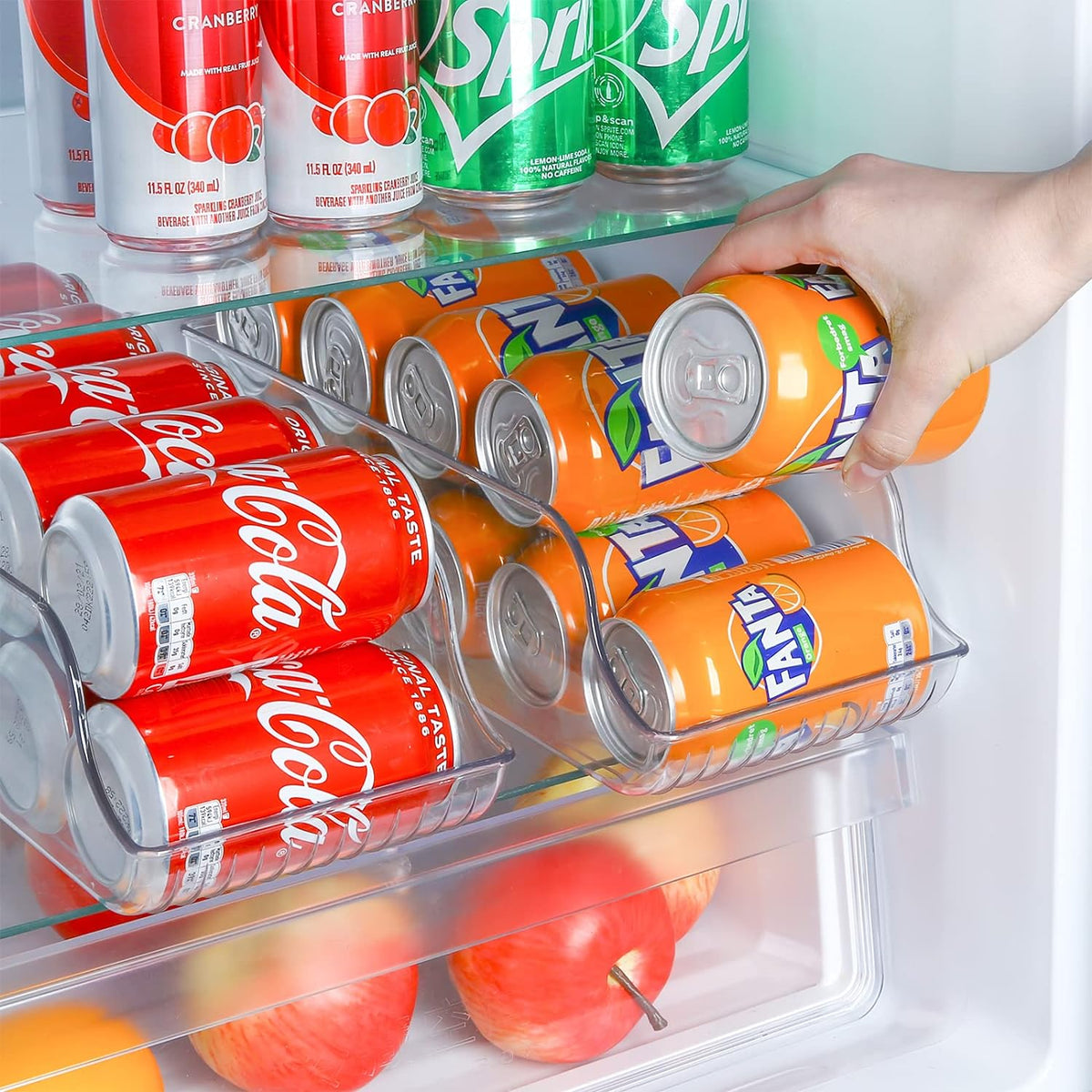 2 Pack Soda Can Organizer Dispenser for Refrigerator Fridge | Plastic Canned Food Pop Beverage Container Storage Bin with Lid for Freezer Rack Pantry Cabinet Cupboard Kitchen -Standard