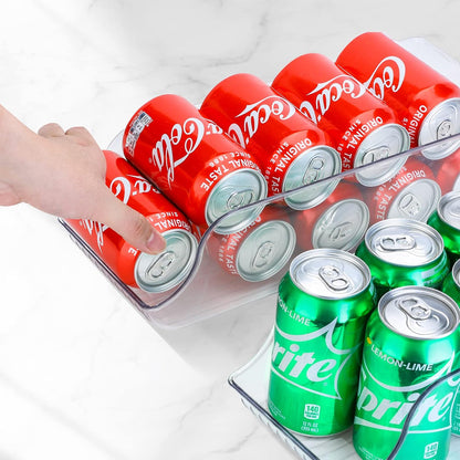 2 Pack Soda Can Organizer Dispenser for Refrigerator Fridge | Plastic Canned Food Pop Beverage Container Storage Bin with Lid for Freezer Rack Pantry Cabinet Cupboard Kitchen -Standard