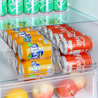 2 Pack Soda Can Organizer Dispenser for Refrigerator Fridge | Plastic Canned Food Pop Beverage Container Storage Bin with Lid for Freezer Rack Pantry Cabinet Cupboard Kitchen -Standard