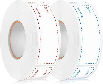 1000 Freezer Labels, 1 x 3 Inch Removable Food Date Stickers, 2 Colors | Water- And Oil-Resistant, Easy-Clean Adhesive, No Residue, Writes Clearly, For Containers, Kitchen, Restaurant, Pantry