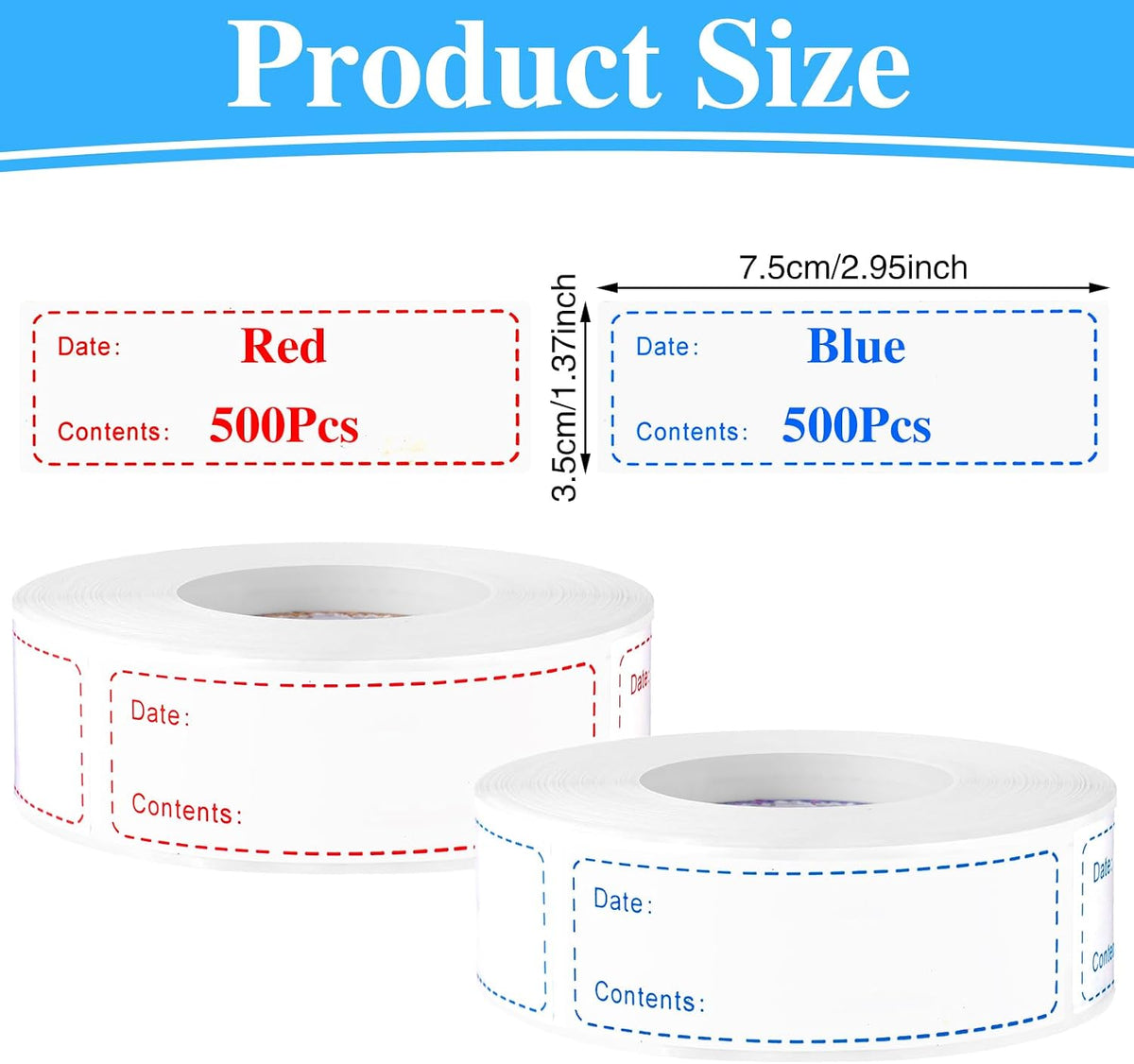 1000 Freezer Labels, 1 x 3 Inch Removable Food Date Stickers, 2 Colors | Water- And Oil-Resistant, Easy-Clean Adhesive, No Residue, Writes Clearly, For Containers, Kitchen, Restaurant, Pantry