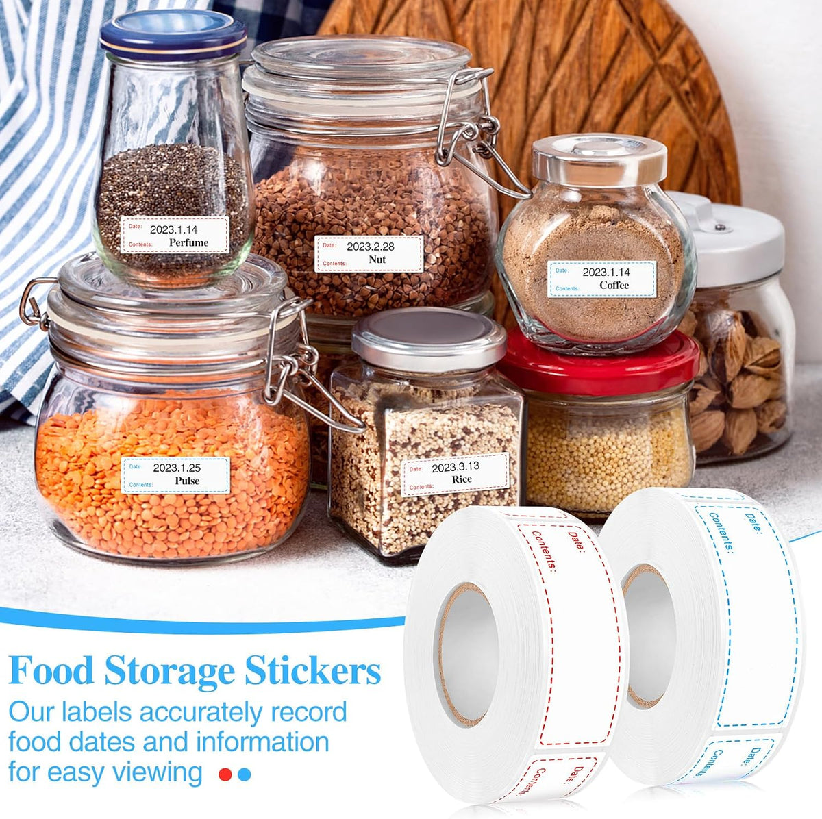 1000 Freezer Labels, 1 x 3 Inch Removable Food Date Stickers, 2 Colors | Water- And Oil-Resistant, Easy-Clean Adhesive, No Residue, Writes Clearly, For Containers, Kitchen, Restaurant, Pantry