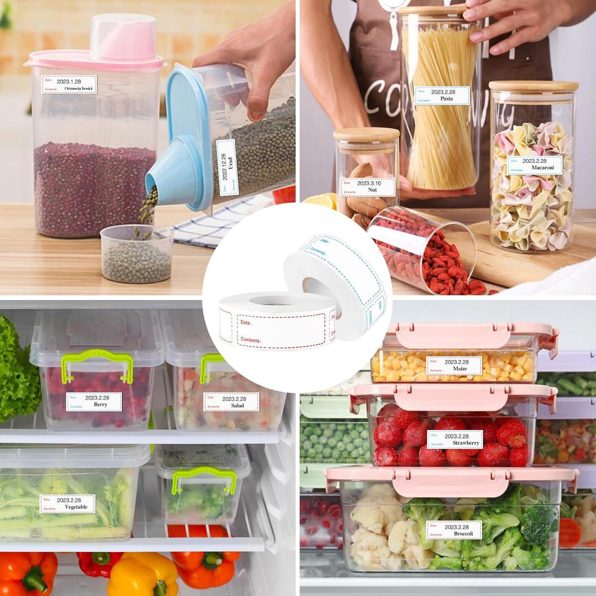 1000 Freezer Labels, 1 x 3 Inch Removable Food Date Stickers, 2 Colors | Water- And Oil-Resistant, Easy-Clean Adhesive, No Residue, Writes Clearly, For Containers, Kitchen, Restaurant, Pantry