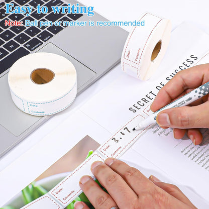 1000 Freezer Labels, 1 x 3 Inch Removable Food Date Stickers, 2 Colors | Water- And Oil-Resistant, Easy-Clean Adhesive, No Residue, Writes Clearly, For Containers, Kitchen, Restaurant, Pantry