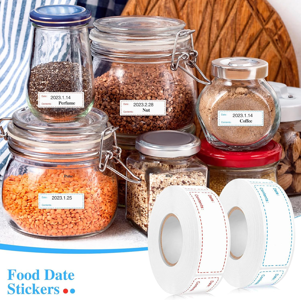 1000 Freezer Labels, 1 x 3 Inch Removable Food Date Stickers, 2 Colors | Water- And Oil-Resistant, Easy-Clean Adhesive, No Residue, Writes Clearly, For Containers, Kitchen, Restaurant, Pantry