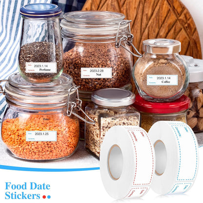 1000 Freezer Labels, 1 x 3 Inch Removable Food Date Stickers, 2 Colors | Water- And Oil-Resistant, Easy-Clean Adhesive, No Residue, Writes Clearly, For Containers, Kitchen, Restaurant, Pantry