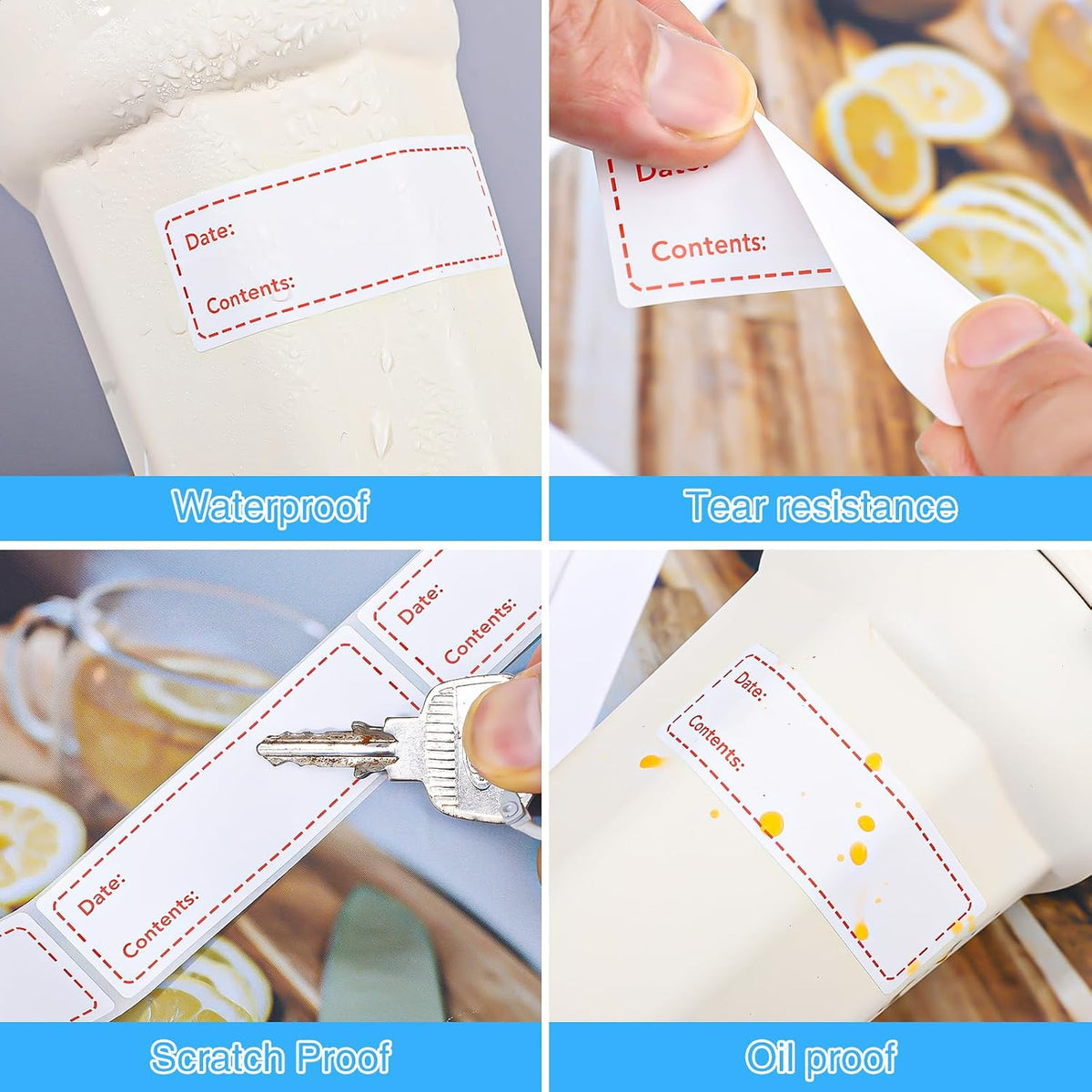 1000 Freezer Labels, 1 x 3 Inch Removable Food Date Stickers, 2 Colors | Water- And Oil-Resistant, Easy-Clean Adhesive, No Residue, Writes Clearly, For Containers, Kitchen, Restaurant, Pantry