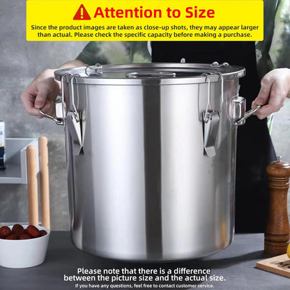 304 stainless steel food storage containers with lids lock clips airtight container large airtight for rice flour sugar grain coffee bean storage containers Kitchen jar (3.17gal/12L)