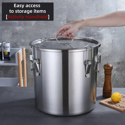 304 stainless steel food storage containers with lids lock clips airtight container large airtight for rice flour sugar grain coffee bean storage containers Kitchen jar (3.17gal/12L)