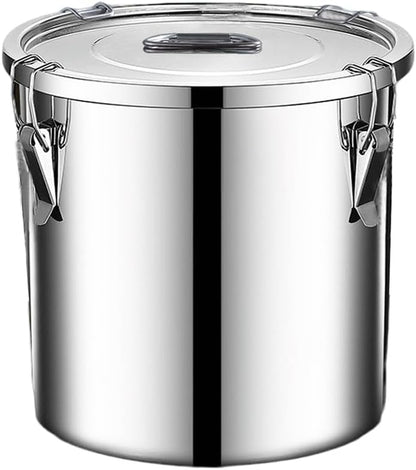 304 stainless steel food storage containers with lids lock clips airtight container large airtight for rice flour sugar grain coffee bean storage containers Kitchen jar (3.17gal/12L)