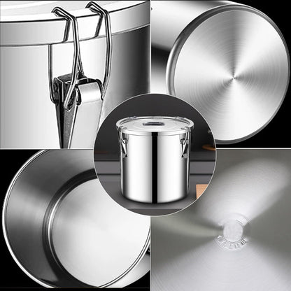 304 stainless steel food storage containers with lids lock clips airtight container large airtight for rice flour sugar grain coffee bean storage containers Kitchen jar (3.17gal/12L)