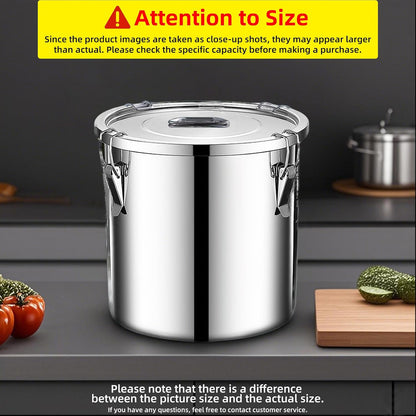 304 stainless steel food storage containers with lids lock clips airtight container large airtight for rice flour sugar grain coffee bean storage containers Kitchen jar (3.17gal/12L)