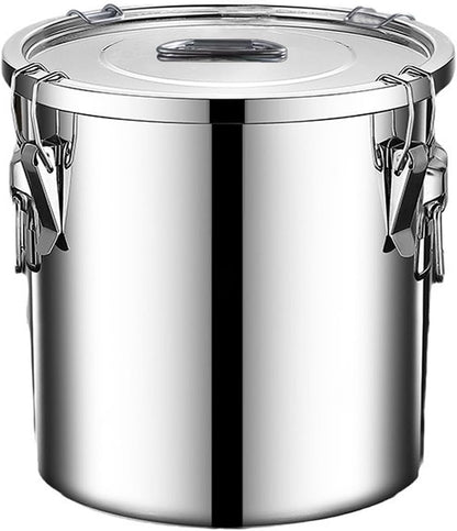 304 stainless steel food storage containers with lids lock clips airtight container large airtight for rice flour sugar grain coffee bean storage containers Kitchen jar (3.17gal/12L)