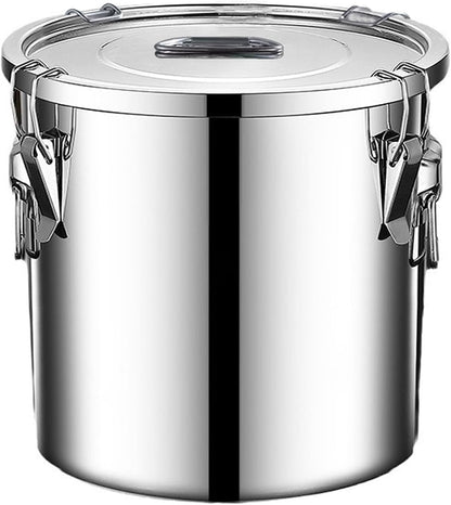 304 stainless steel food storage containers with lids lock clips airtight container large airtight for rice flour sugar grain coffee bean storage containers Kitchen jar (3.17gal/12L)