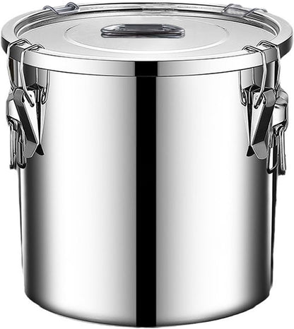 304 stainless steel food storage containers with lids lock clips airtight container large airtight for rice flour sugar grain coffee bean storage containers Kitchen jar (3.17gal/12L)