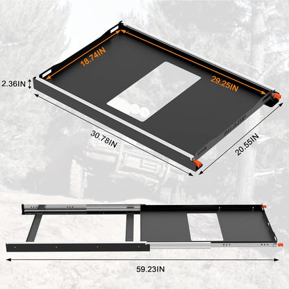ALL-TOP Fridge Slide with Chopping Board, Inner 29.3 x 18.7in, Vehicle Refrigerator Slider with 4 Buckle Straps, Max 287 LBS, 3rd Gen