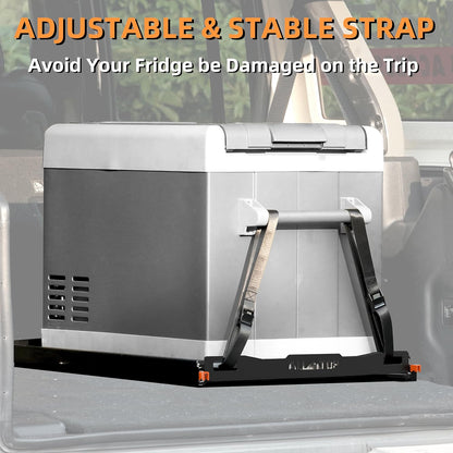 ALL-TOP Fridge Slide with Chopping Board, Inner 29.3 x 18.7in, Vehicle Refrigerator Slider with 4 Buckle Straps, Max 287 LBS, 3rd Gen