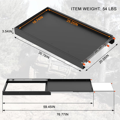 ALL-TOP Fridge Slide with Chopping Board, Inner 29.3 x 18.7in, Vehicle Refrigerator Slider with 4 Buckle Straps, Max 287 LBS, 3rd Gen