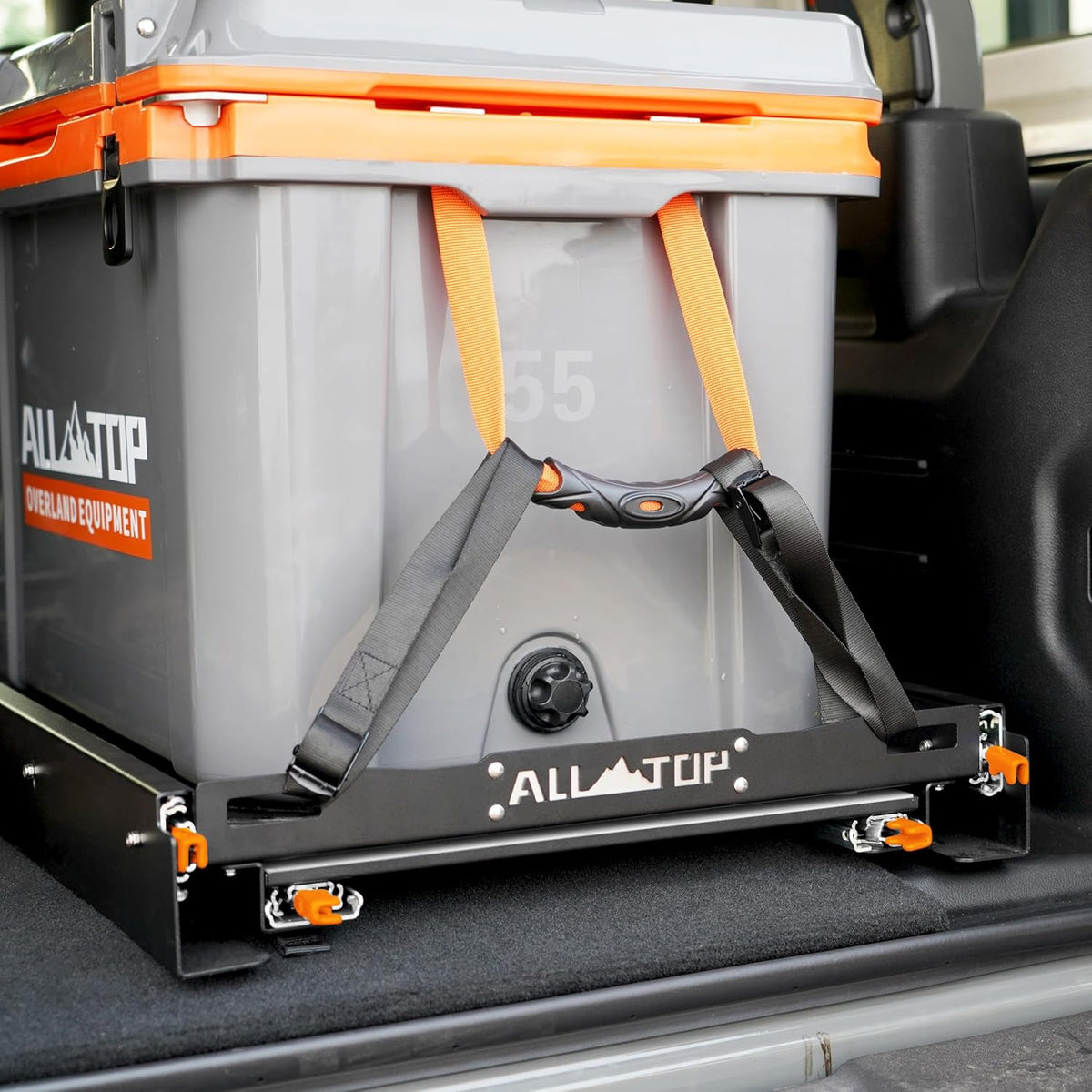 ALL-TOP Fridge Slide with Chopping Board, Inner 29.3 x 18.7in, Vehicle Refrigerator Slider with 4 Buckle Straps, Max 287 LBS, 3rd Gen