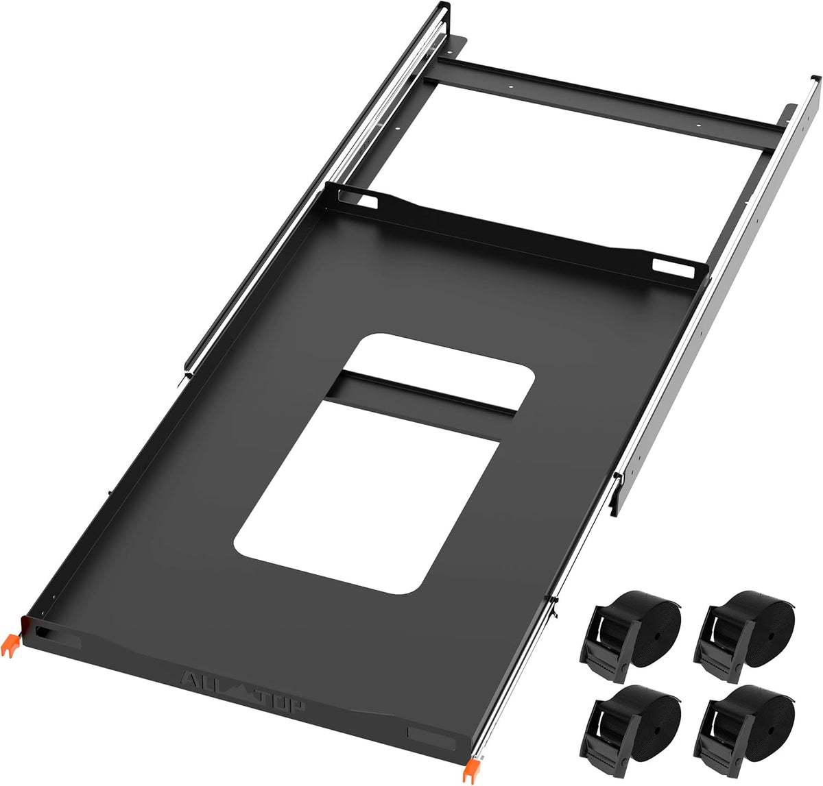 ALL-TOP Fridge Slide with Chopping Board, Inner 29.3 x 18.7in, Vehicle Refrigerator Slider with 4 Buckle Straps, Max 287 LBS, 3rd Gen