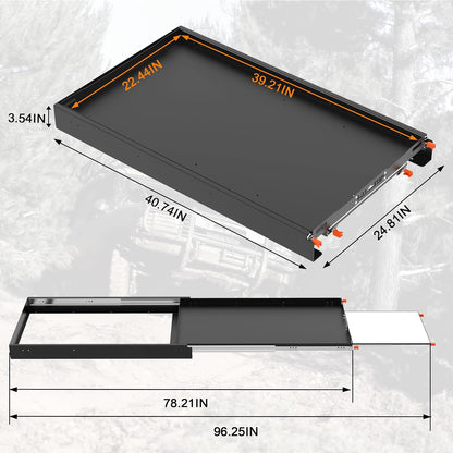 ALL-TOP Fridge Slide with Chopping Board, Inner 29.3 x 18.7in, Vehicle Refrigerator Slider with 4 Buckle Straps, Max 287 LBS, 3rd Gen