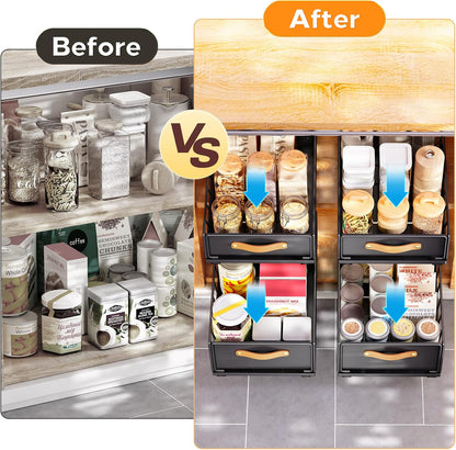Pull out Cabinet Organizer,Heavy Duty Slide out Pantry Shelves Drawer Storage with Adhesive Nano Film,Sliding Mesh Cabinet Basket with Handle for Kitchen, Bathroom, Home, 11.8W" X 15.7"D X 6.2"H,White