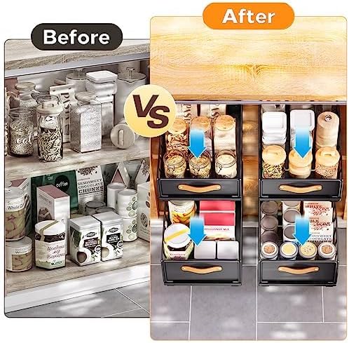 Pull out Cabinet Organizer,Heavy Duty Slide out Pantry Shelves Drawer Storage with Adhesive Nano Film,Sliding Mesh Cabinet Basket with Handle for Kitchen, Bathroom, Home, 11.8W" X 15.7"D X 6.2"H,White