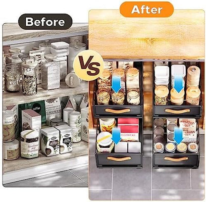 Pull out Cabinet Organizer,Heavy Duty Slide out Pantry Shelves Drawer Storage with Adhesive Nano Film,Sliding Mesh Cabinet Basket with Handle for Kitchen, Bathroom, Home, 11.8W" X 15.7"D X 6.2"H,White