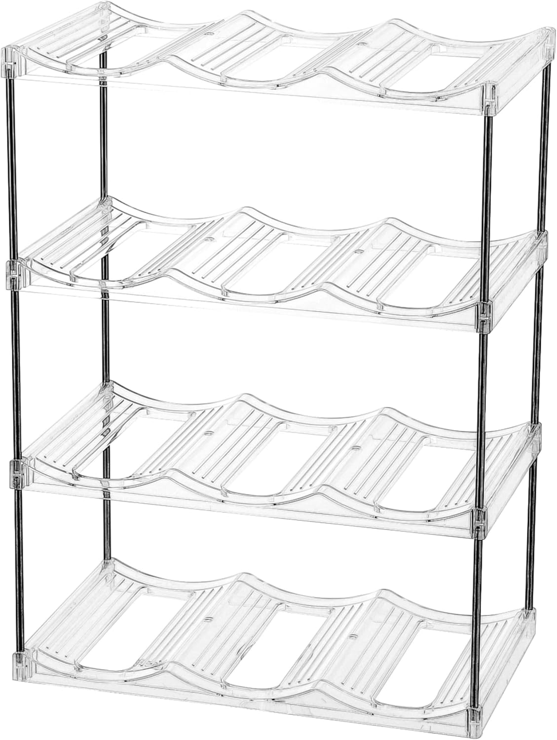 3 Tier Stackable Wine and Water Bottle Holder Free-Standing Fridge Wine Bottle Organizers Clear Plastic Water Bottle Holder for Cabinet,Refrigerator,Pantry,Kitchen Countertops,Holds 9 Bottles