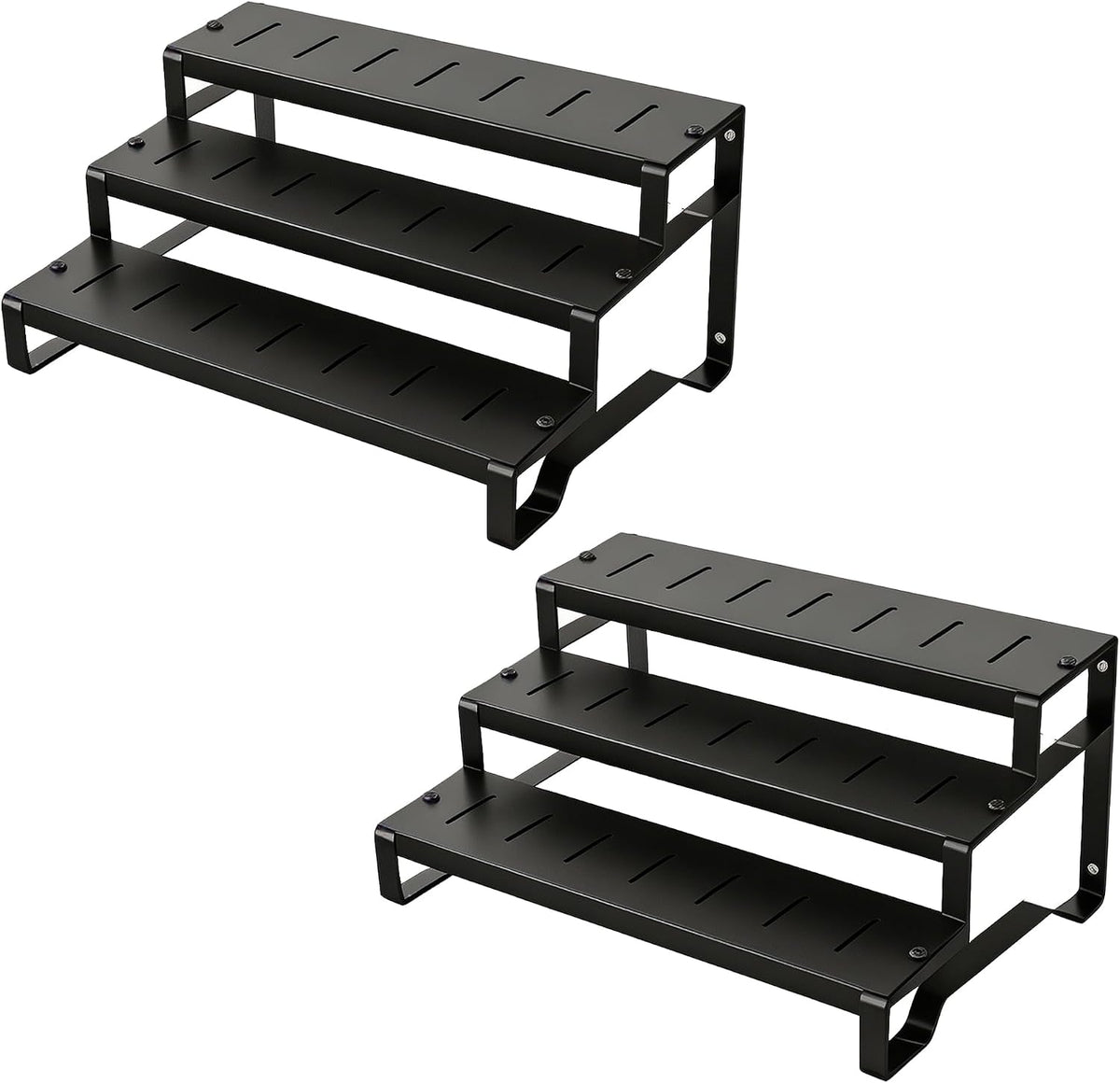 Expandable Can Organizer for Pantry, 3-Tier Adjustable Metal Can Rack | Tiered Countertop Shelf, Adjustable height Pantry Organizer for Kitchen Cabinet, Countertop & Canned Goods Storage