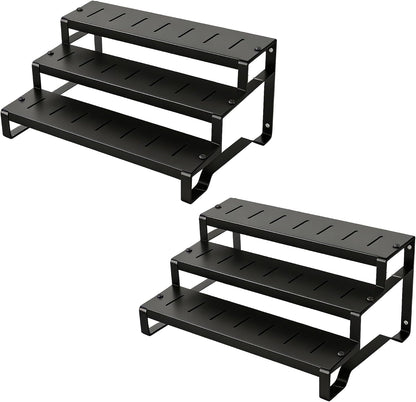 Expandable Can Organizer for Pantry, 3-Tier Adjustable Metal Can Rack | Tiered Countertop Shelf, Adjustable height Pantry Organizer for Kitchen Cabinet, Countertop & Canned Goods Storage