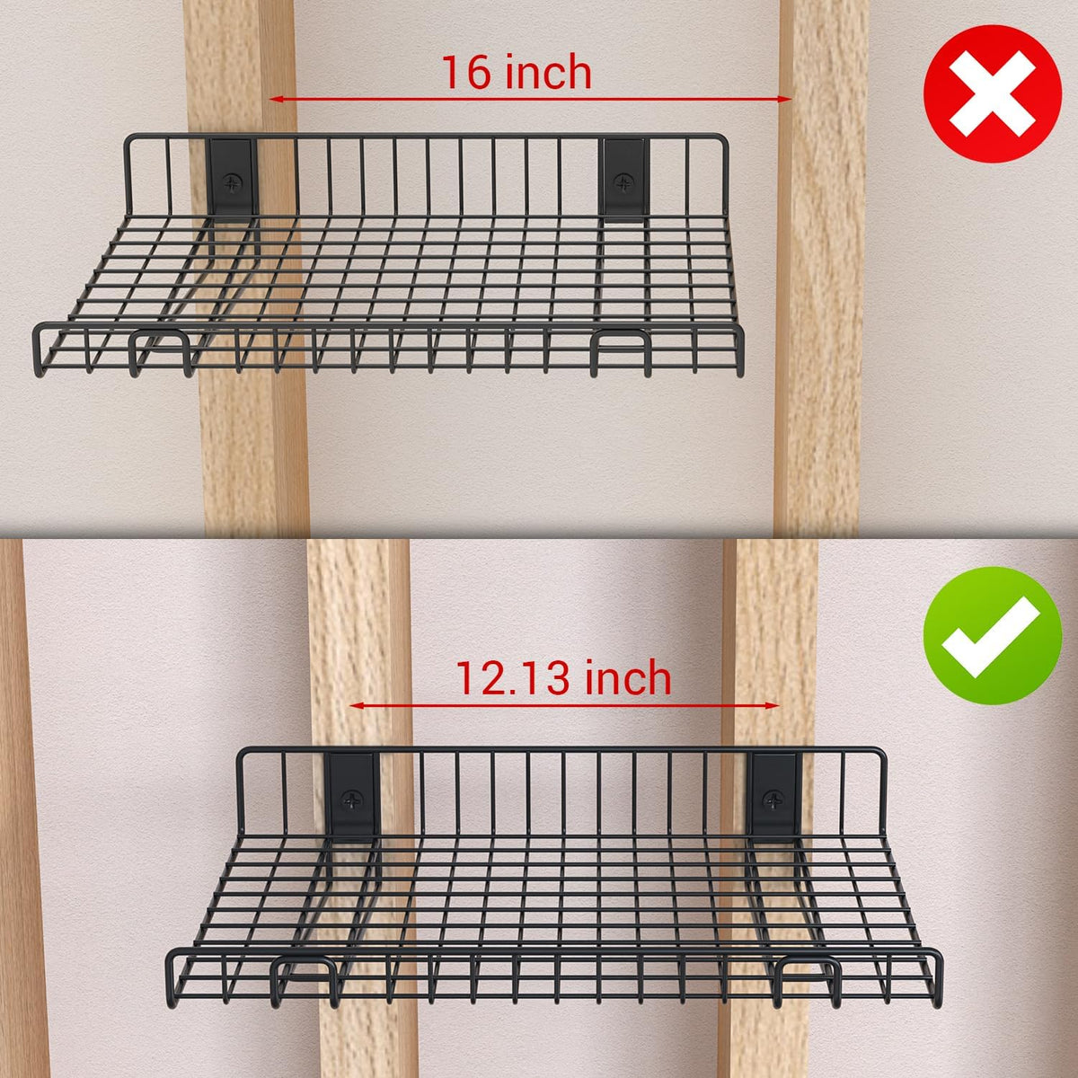 4 Pack Garage Wall Shelf, Wall Mounted Storage Shelves, Heavy Duty Metal Shelves for Room Wall, Loads 160 LBS Floating Shelves Mesh Storage Rack for Garage, Office, Basement,Wall Cabinet and Kitchen