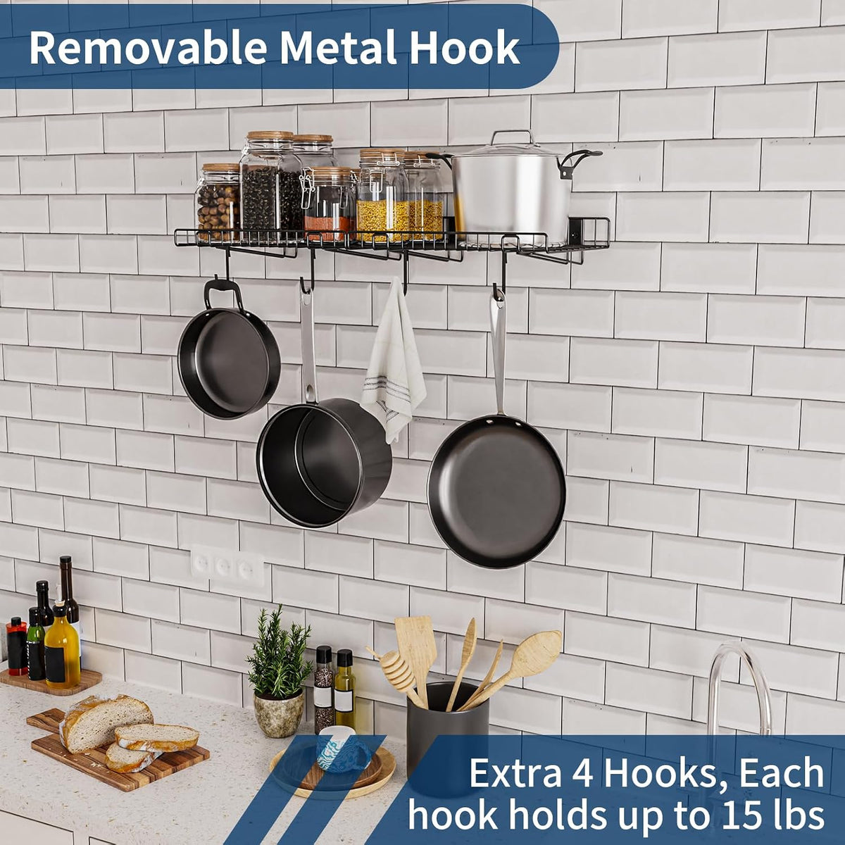 4 Pack Garage Wall Shelf, Wall Mounted Storage Shelves, Heavy Duty Metal Shelves for Room Wall, Loads 160 LBS Floating Shelves Mesh Storage Rack for Garage, Office, Basement,Wall Cabinet and Kitchen