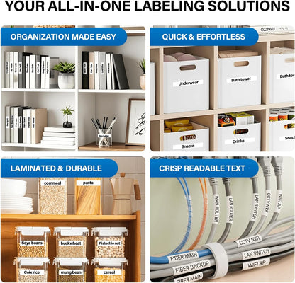 TZe-231 Label Maker Tape Refills, 6 Pack 12mm 0.47 Inch Laminated Black on White Label Tape, Replacement for PT-D210 PT-H110 PTD220 PTD400 PTD600 PT-P300BT PT-P700 PT-E550W Label Makers, 26.2 ft Each