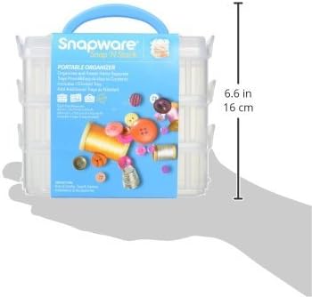 Snapware Snap 'N Stack Portable Storage Bin for Tools and Craft Storage, 14.1 x 10.5-Inch Clear BPA-Free Container, Tool Box with Stackable Trays, Microwave, Freezer and Dishwasher Safe