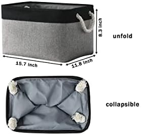 Fabric Storage Bins 12x8x5 inch [6-Pack] with Rope Handles - Decorative Baskets for Organizing
