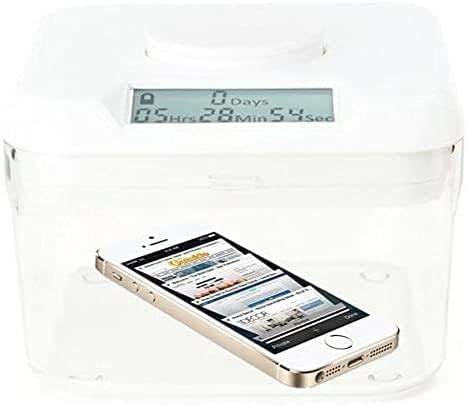 Kitchen Safe Time Locking Container, Phone Jail, Medication Lock Box, Break Bad Habits, Quit Smoking, Stop Snacking, Gaming Addiction, Family Time (XL, White Lid + 12.3” White Base)