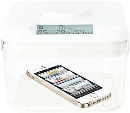 Kitchen Safe Time Locking Container, Phone Jail, Medication Lock Box, Break Bad Habits, Quit Smoking, Stop Snacking, Gaming Addiction, Family Time (XL, White Lid + 12.3” White Base)