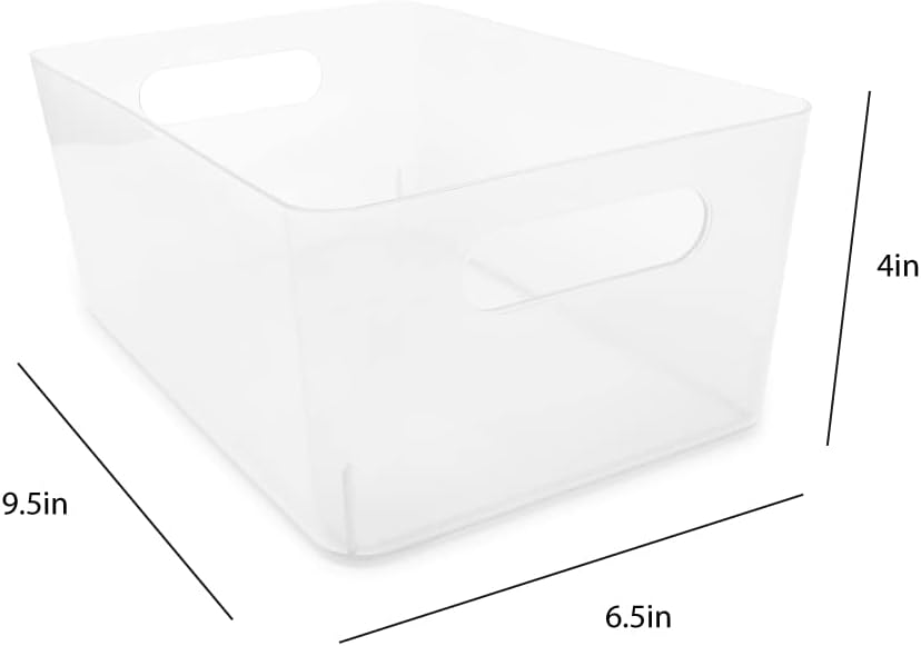 Isaac Jacobs 3-Pack XL White Storage Bin (13.9” x 10.6” x 5.75”) Set w/Cut-Out Handles, Plastic Organizer, Multi-Use, Home, Office, Pantry, Closet, Kitchen