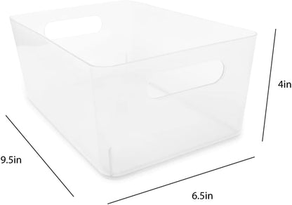 Isaac Jacobs 3-Pack XL White Storage Bin (13.9” x 10.6” x 5.75”) Set w/Cut-Out Handles, Plastic Organizer, Multi-Use, Home, Office, Pantry, Closet, Kitchen