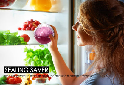 Onion Tomato Keeper for Refrigerator, Reusable, Dishwasher-safe | Food Shape Storage Container with Lid, Leftover Vegetable Saver,Tight Seal
