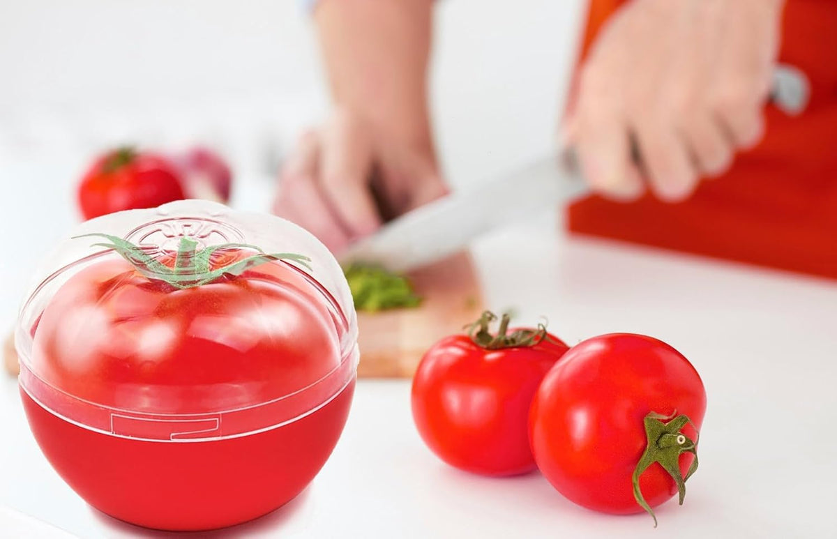 Onion Tomato Keeper for Refrigerator, Reusable, Dishwasher-safe | Food Shape Storage Container with Lid, Leftover Vegetable Saver,Tight Seal