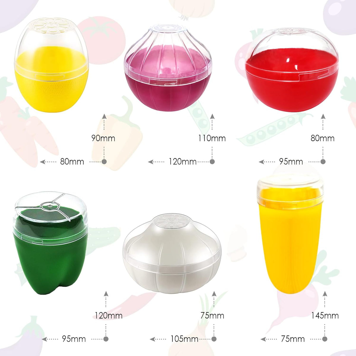Onion Tomato Keeper for Refrigerator, Reusable, Dishwasher-safe | Food Shape Storage Container with Lid, Leftover Vegetable Saver,Tight Seal
