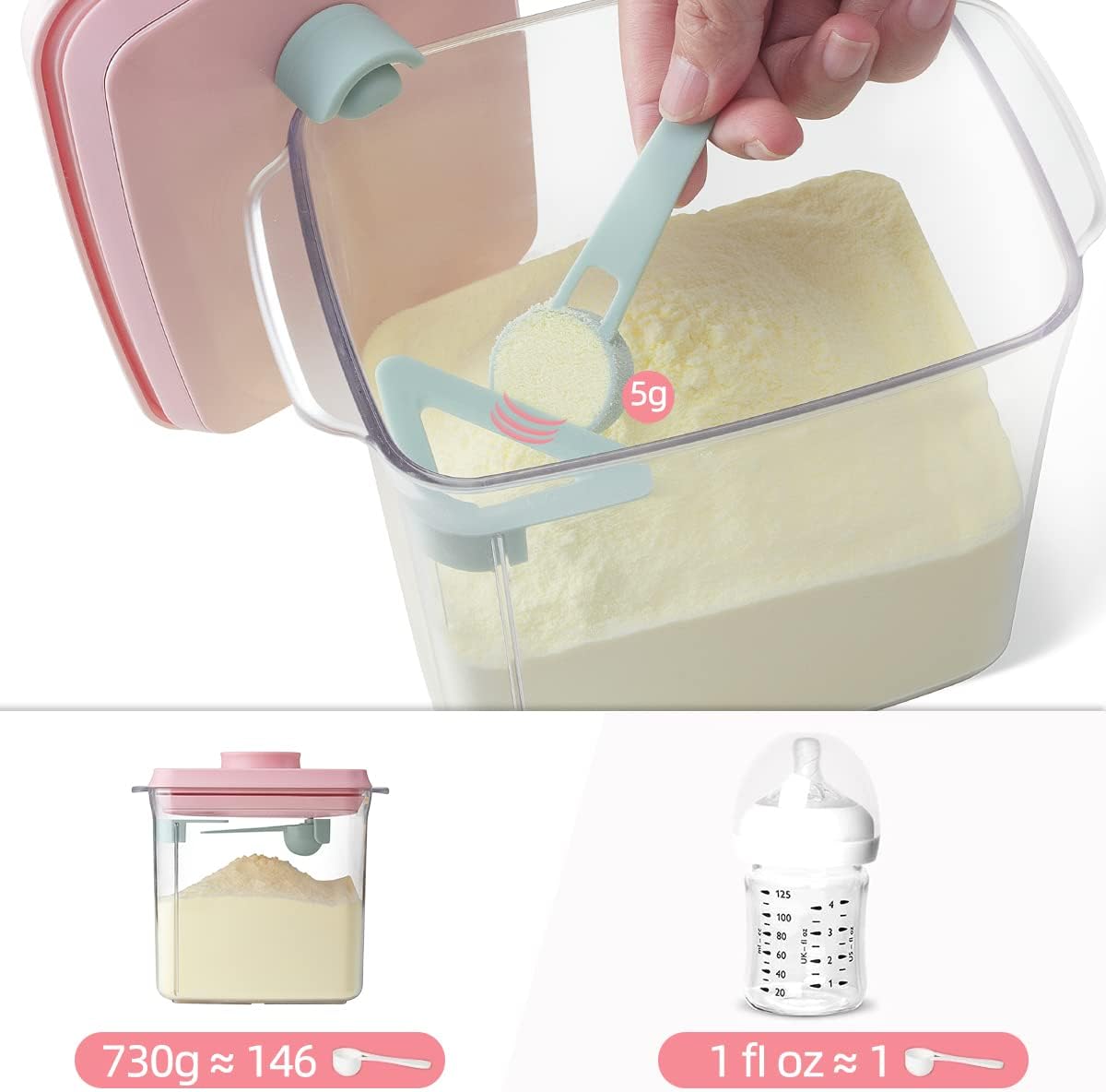 Airtight Container Set - (380ml 4 Pcs) Stackable One Button Openning Food Containers for Snacks Candy Salt Herbs Spices BPA-Free Tranparent (0.32 QT * 4)